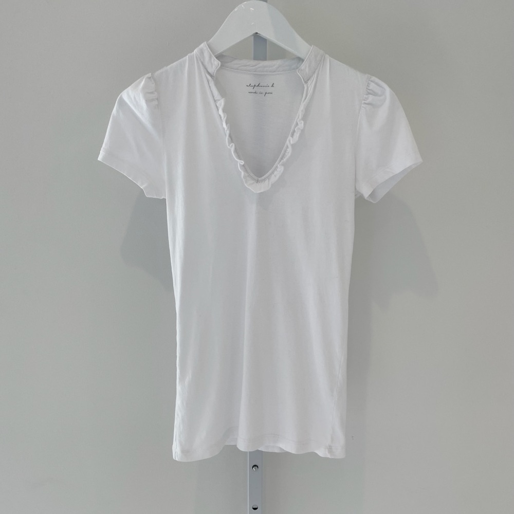 STEPHANIE B WHITE TUXEDO TEE SHIRT SMALL NWOTS!